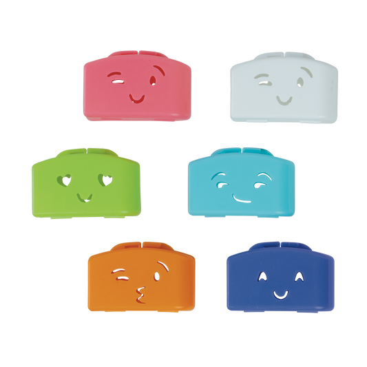 Cartoon toothbrush covers close-up